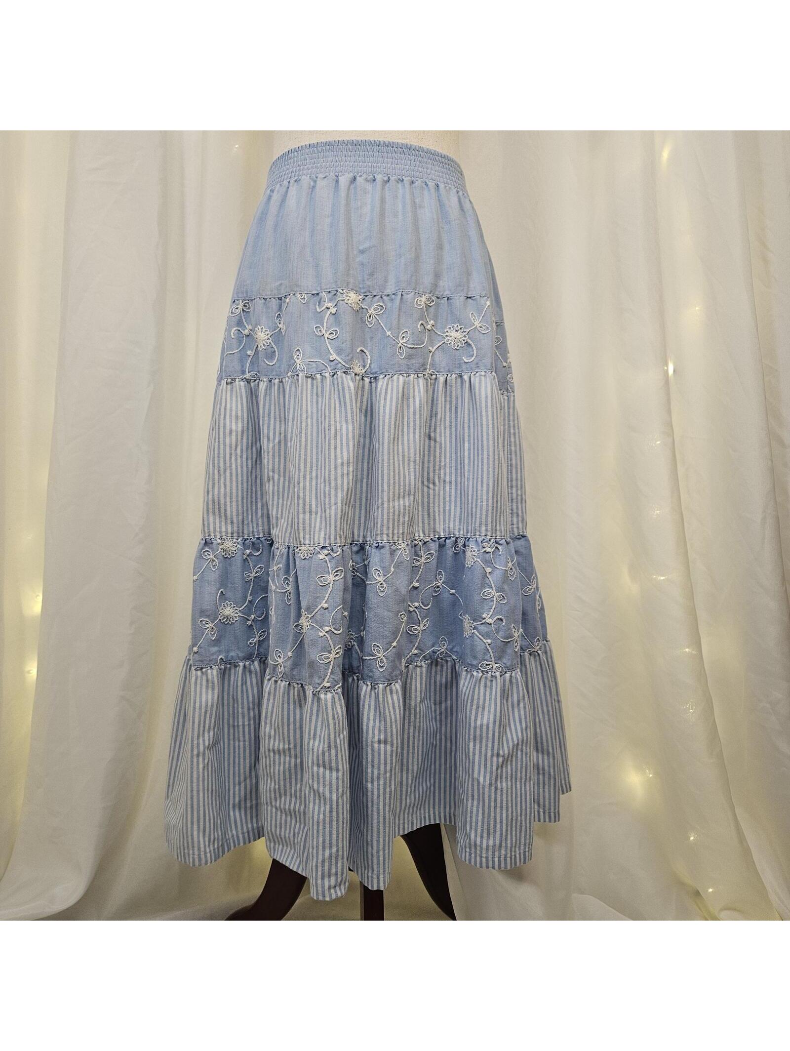 Vintage Cottage Core Cotton Blend Koret Tiered Maxi Skirt Size Large